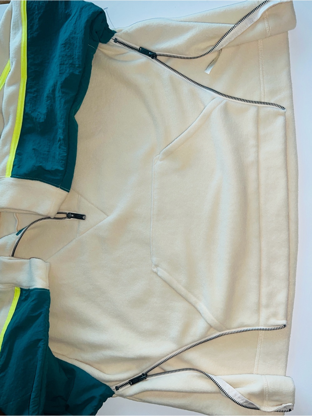 🆕 Free People Movement Arena Half Zip Pullover Sweatshirt Cream Combo Medium 🔥 - Picture 8 of 16